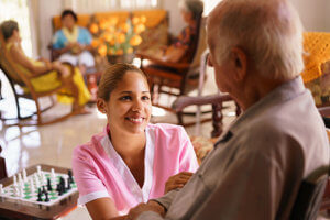 a woman works at assisted living in blue ridge